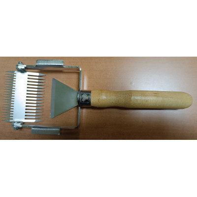 Forchetta doppia inversa con logo e manico in legno