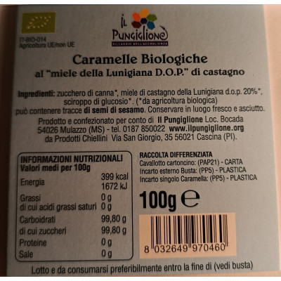 CARAMELLE BIO AL MIELE LUNIGIANA BIO DOP 100g